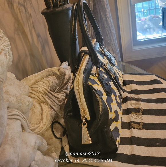 L.A.M.B. Exter Satchel White Leopard Print Designer Luxury Celeb Bag Leather 54 - Picture 3 of 15